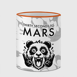 Кружка 3D Thirty Seconds to Mars рок панда на светлом фоне, цвет: 3D-оранжевый кант — фото 2