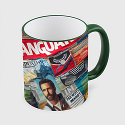 Кружка 3D Vanguard collage - ai art patchwork, цвет: 3D-зеленый кант