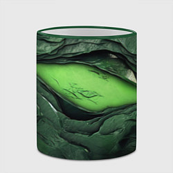 Кружка 3D Разрез на зеленой абстракции, цвет: 3D-зеленый кант — фото 2