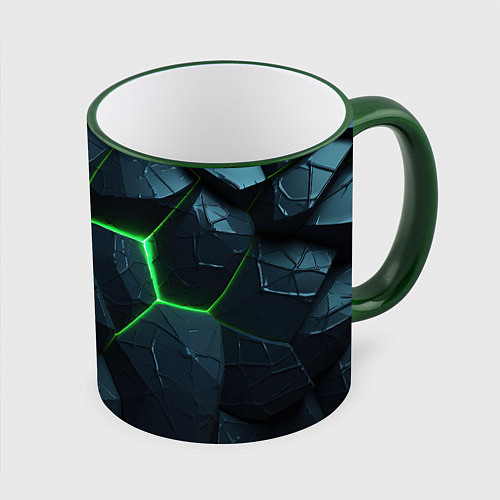 Кружка цветная Abstract dark green geometry style / 3D-Зеленый кант – фото 1