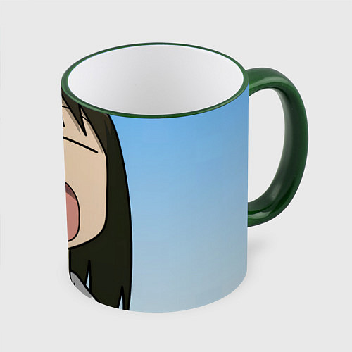 Кружка цветная Azumanga Daioh Аюму Касуга зевает / 3D-Зеленый кант – фото 1