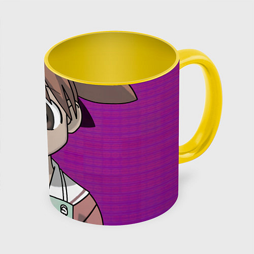 Кружка цветная Azumanga Daioh Тиё Михама / 3D-Белый + желтый – фото 1