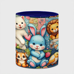Кружка 3D Funny hare and his friends - patchwork, цвет: 3D-белый + синий — фото 2