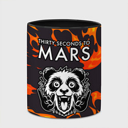 Кружка 3D Thirty Seconds to Mars рок панда и огонь, цвет: 3D-белый + черный — фото 2