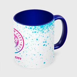 Кружка 3D Leicester City neon gradient style, цвет: 3D-белый + синий