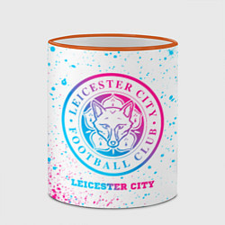 Кружка 3D Leicester City neon gradient style, цвет: 3D-оранжевый кант — фото 2