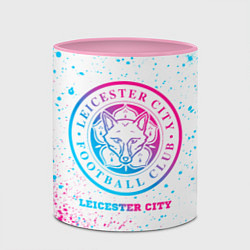 Кружка 3D Leicester City neon gradient style, цвет: 3D-белый + розовый — фото 2