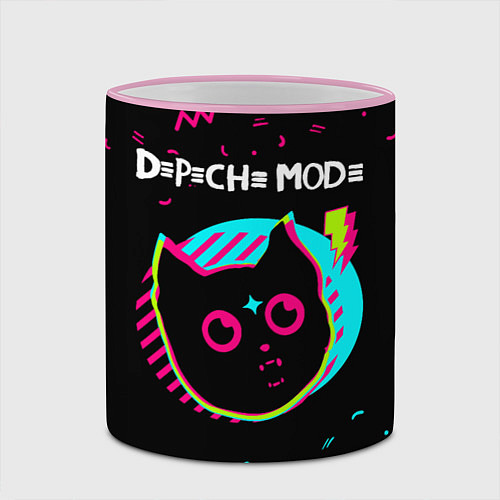 Кружка цветная Depeche Mode - rock star cat / 3D-Розовый кант – фото 2