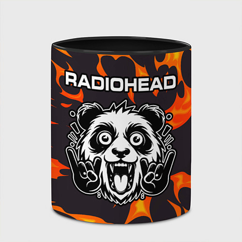 Кружка цветная Radiohead рок панда и огонь / 3D-Белый + черный – фото 2