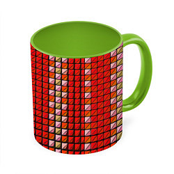 Кружка 3D Красные плитки, цвет: 3D-белый + светло-зеленый