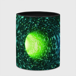 Кружка 3D Червоточина - зеленый водоворот со свечением, цвет: 3D-белый + черный — фото 2