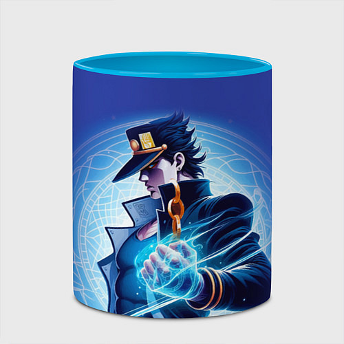 Кружка цветная Jotaro Kujo - neon glow fantasy / 3D-Белый + небесно-голубой – фото 2