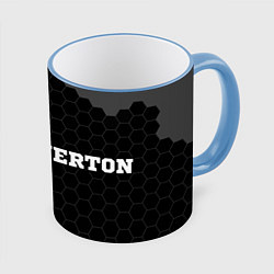 Кружка 3D Everton sport на темном фоне по-горизонтали, цвет: 3D-небесно-голубой кант