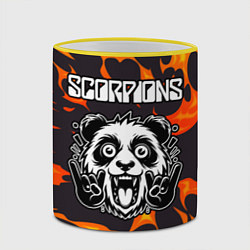 Кружка 3D Scorpions рок панда и огонь, цвет: 3D-желтый кант — фото 2