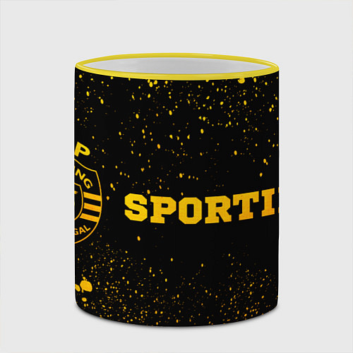 Кружка цветная Sporting - gold gradient по-горизонтали / 3D-Желтый кант – фото 2