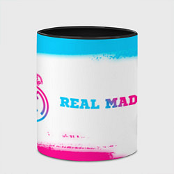 Кружка 3D Real Madrid neon gradient style по-горизонтали, цвет: 3D-белый + черный — фото 2