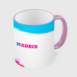 Кружка 3D Real Madrid neon gradient style по-горизонтали, цвет: 3D-розовый кант