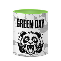 Кружка 3D Green Day рок панда на светлом фоне, цвет: 3D-белый + светло-зеленый — фото 2