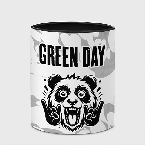 Кружка цветная Green Day рок панда на светлом фоне / 3D-Белый + черный – фото 2