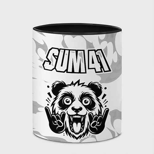 Кружка цветная Sum41 рок панда на светлом фоне / 3D-Белый + черный – фото 2