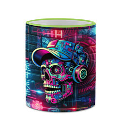 Кружка 3D Кибер чувак череп на фоне граффити - нейросеть, цвет: 3D-светло-зеленый кант — фото 2