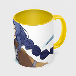 Кружка 3D Реинкарнация Безработного Рокси, цвет: 3D-белый + желтый