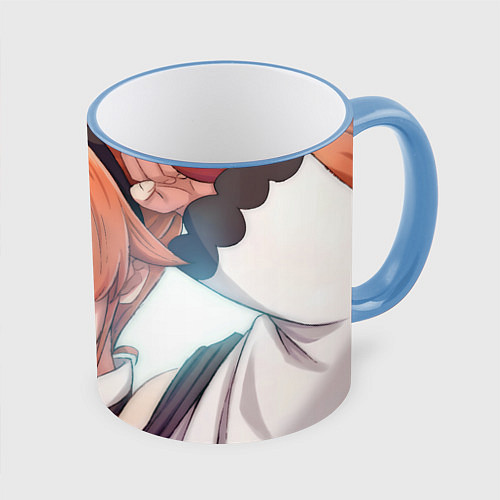 Кружка цветная Реинкарнация Безработного Эрис / 3D-Небесно-голубой кант – фото 1
