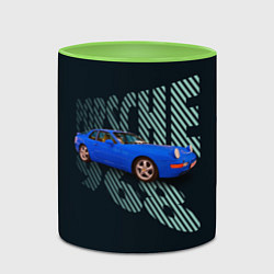 Кружка 3D Немецкая спортивная машина Porsche 968, цвет: 3D-белый + светло-зеленый — фото 2