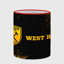 Кружка 3D West Ham - gold gradient по-горизонтали, цвет: 3D-красный кант — фото 2