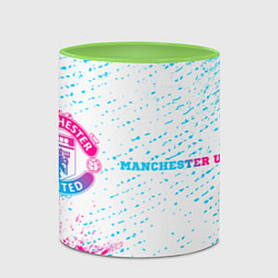 Кружка 3D Manchester United neon gradient style по-горизонта, цвет: 3D-белый + светло-зеленый — фото 2
