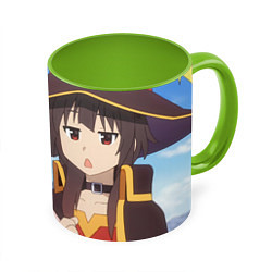 Кружка 3D Konosuba Мэгумин cute, цвет: 3D-белый + светло-зеленый