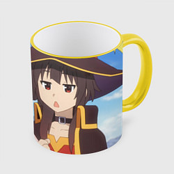 Кружка 3D Konosuba Мэгумин cute, цвет: 3D-желтый кант