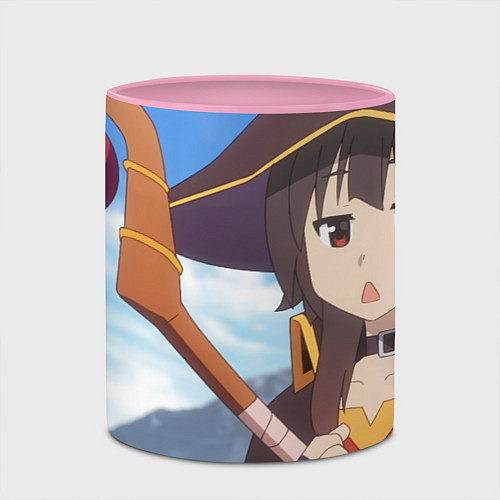 Кружка цветная Konosuba Мэгумин cute / 3D-Белый + розовый – фото 2