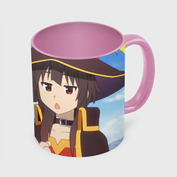 Кружка 3D Konosuba Мэгумин cute, цвет: 3D-белый + розовый