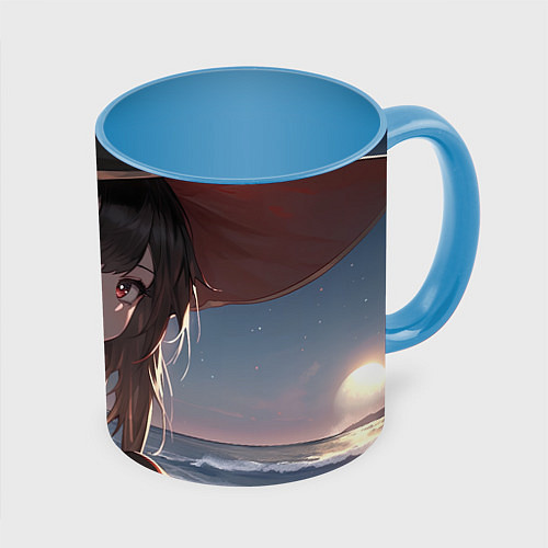 Кружка цветная Konosuba Мэгумин cute / 3D-Белый + небесно-голубой – фото 1