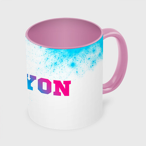 Кружка цветная Lyon neon gradient style по-горизонтали / 3D-Белый + розовый – фото 1