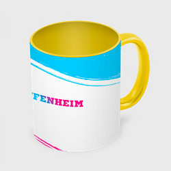 Кружка 3D Hoffenheim neon gradient style по-горизонтали, цвет: 3D-белый + желтый