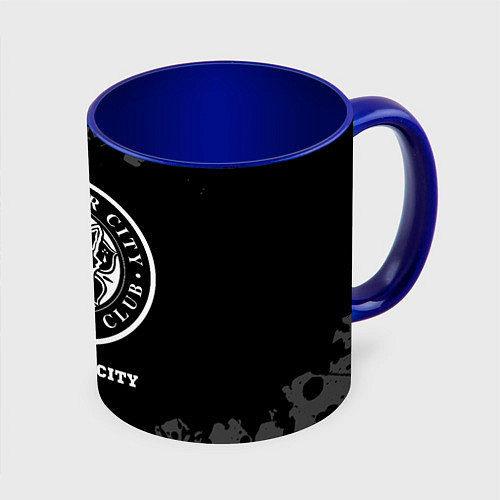 Кружка цветная Leicester City sport на темном фоне / 3D-Белый + синий – фото 1