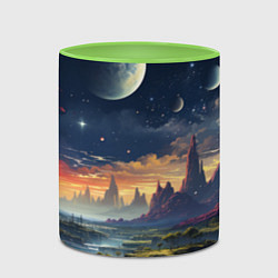 Кружка 3D Космический фантазийный мир на другой планете, цвет: 3D-белый + светло-зеленый — фото 2