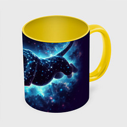 Кружка 3D Fantastic star panter - ai art fantasy, цвет: 3D-белый + желтый