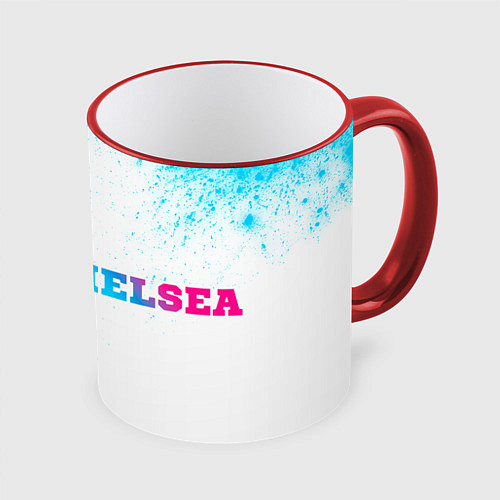 Кружка цветная Chelsea neon gradient style по-горизонтали / 3D-Красный кант – фото 1