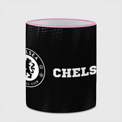Кружка 3D Chelsea sport на темном фоне по-горизонтали, цвет: 3D-розовый кант — фото 2
