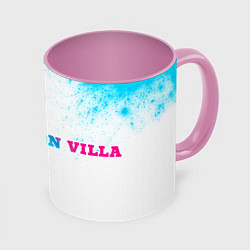 Кружка 3D Aston Villa neon gradient style по-горизонтали, цвет: 3D-белый + розовый