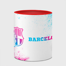 Кружка 3D Barcelona neon gradient style по-горизонтали, цвет: 3D-белый + красный — фото 2