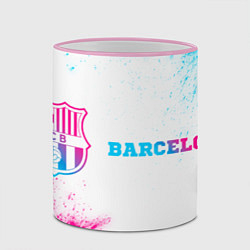 Кружка 3D Barcelona neon gradient style по-горизонтали, цвет: 3D-розовый кант — фото 2