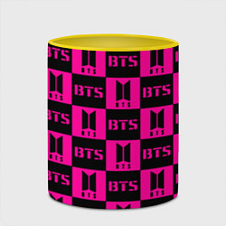 Кружка 3D BTS pattern pink logo, цвет: 3D-белый + желтый — фото 2