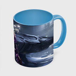 Кружка 3D Mass Effect ТалиЗора и космический корабль, цвет: 3D-белый + небесно-голубой