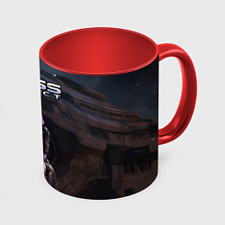 Кружка 3D Mass Effect ТалиЗора и космический корабль, цвет: 3D-белый + красный