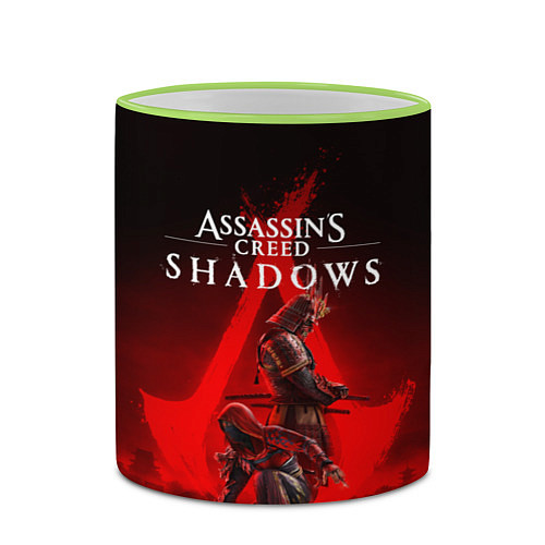 Кружка цветная Главные герои Assassins creed shadows / 3D-Светло-зеленый кант – фото 2
