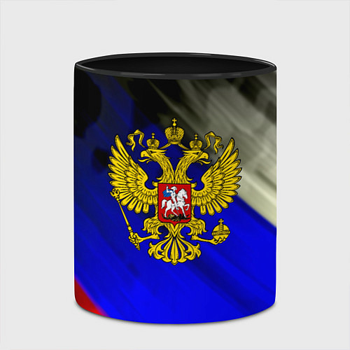 Кружка цветная Россия краски герб текстура / 3D-Белый + черный – фото 2